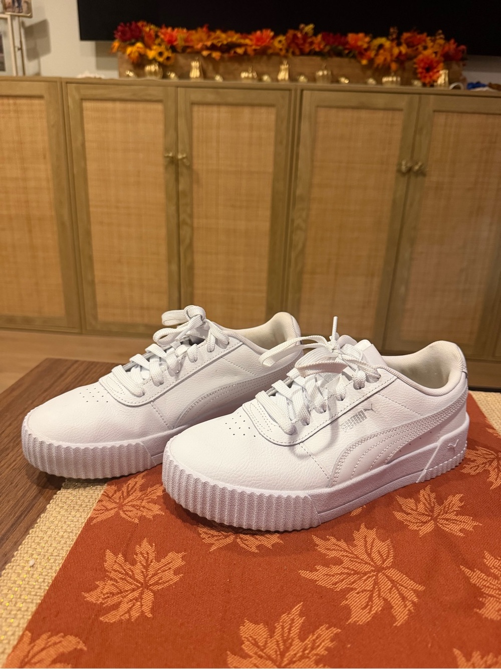 PUMA Women's Carina Low-Top White Sneakers